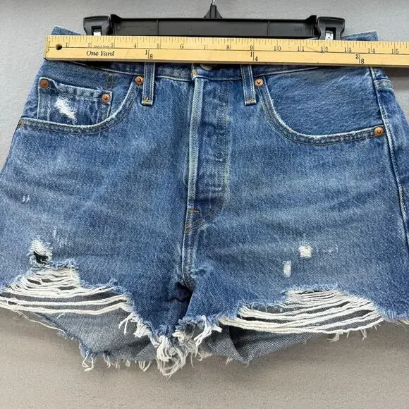 Levi's 501XX Big E Jean Shorts Women's 27x2.5 Button Fly Summer Preppy EUC - Picture 9 of 14